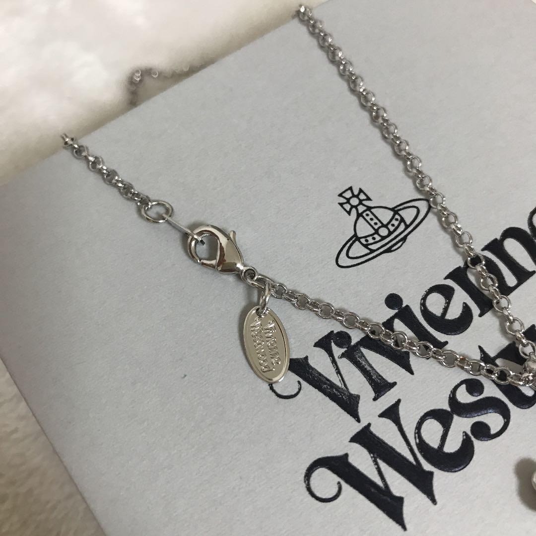 Vivienne Westwood Necklace Skull Skeleton Stone Orb Silver 40cm w/Pouch NO BOX