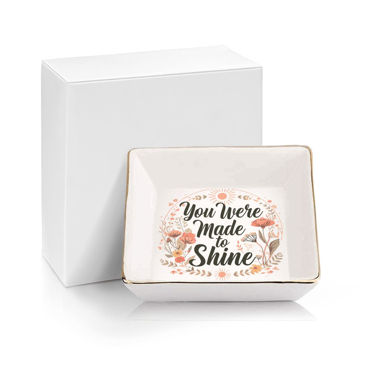 You Were Made To Shine Botanical Jewelry Dish Floral Trinket Ring Holder Gift