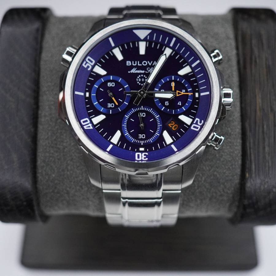 Bulova Marine Star 96B256 43mm Blue Dial Men’s Quartz Watch New with Box