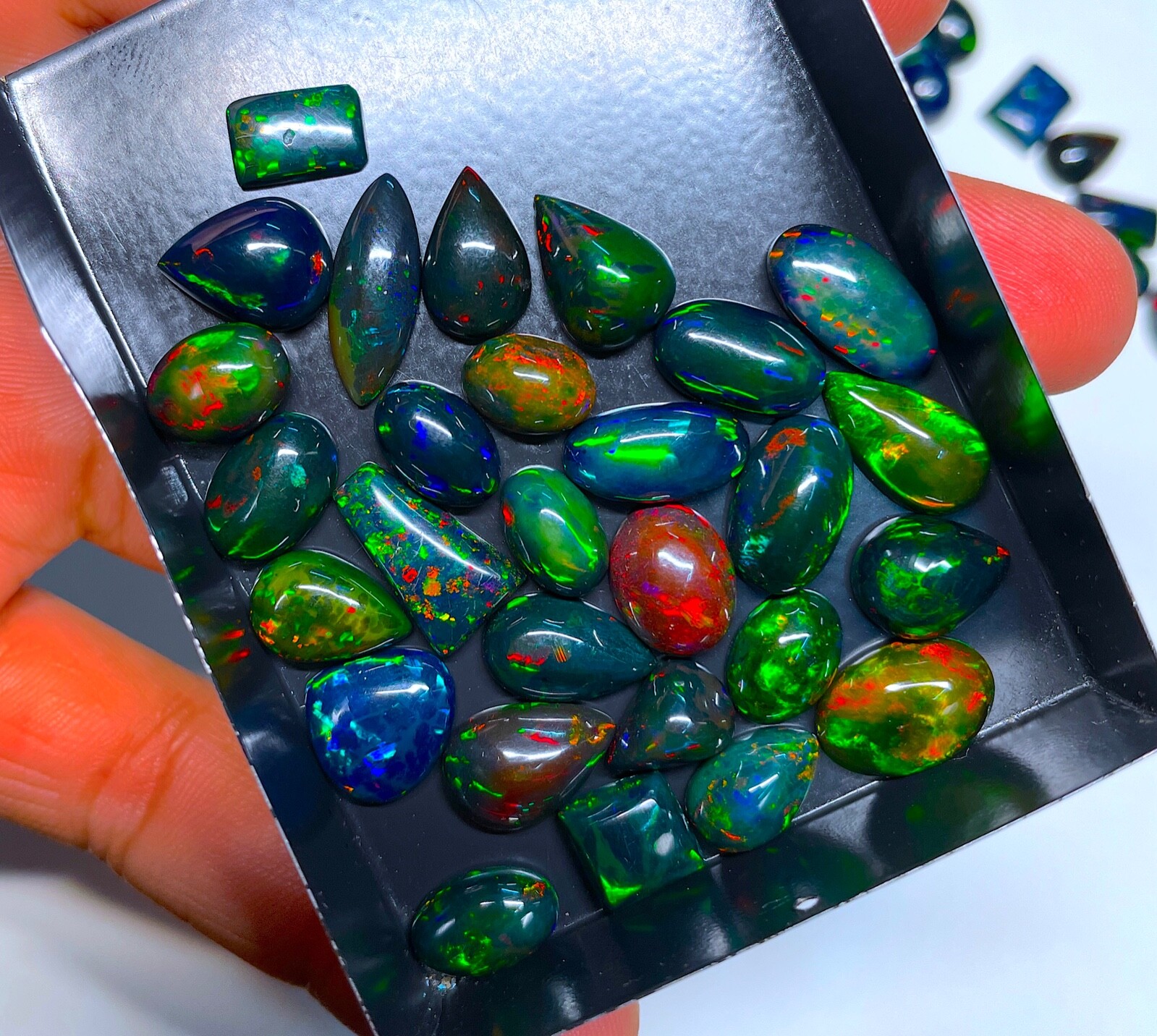 AAA quality Natural Black Opal Loose Gemstones Cabochons Lot Ethiopian Opals