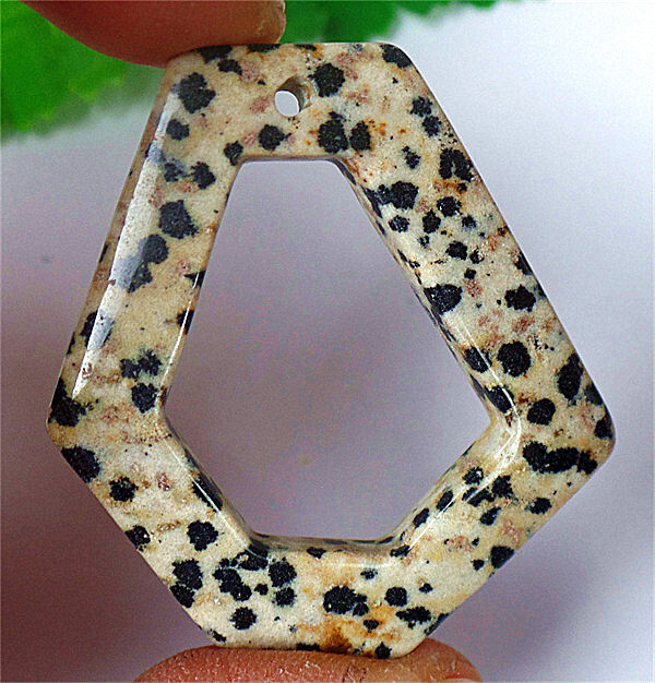 46x43x6mm Natural Dalmation Jasper Hollow Out Hexagon Pendant Bead ZL6693