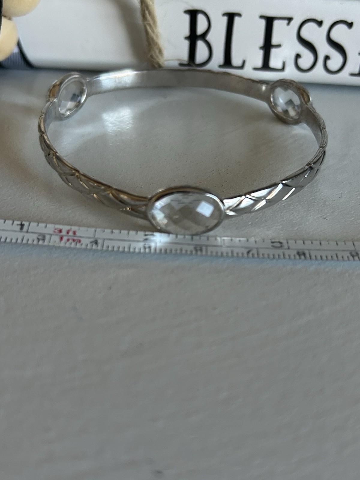 CHARLES GARNIER Sterling Silver Beaded Bangle Bracelet Med./Large 20.1Grams