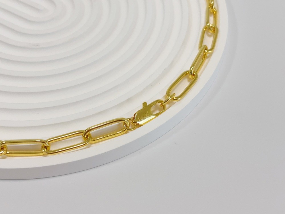 14K Yellow Gold Bold Paperclip Chain Link Layer Necklace 10mm 30inch