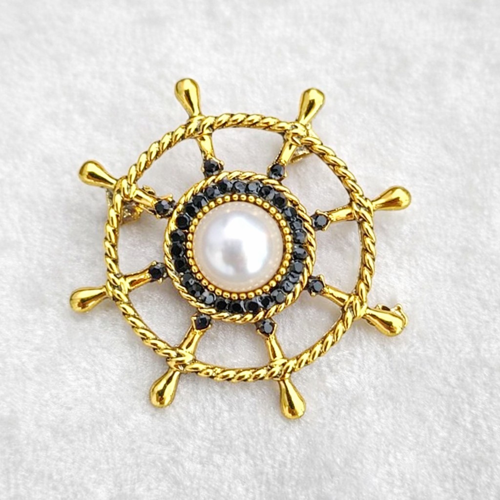 Nautical Ship Wheel Brooch Sailing Boat Nautical Vintage Inspired Jewellery