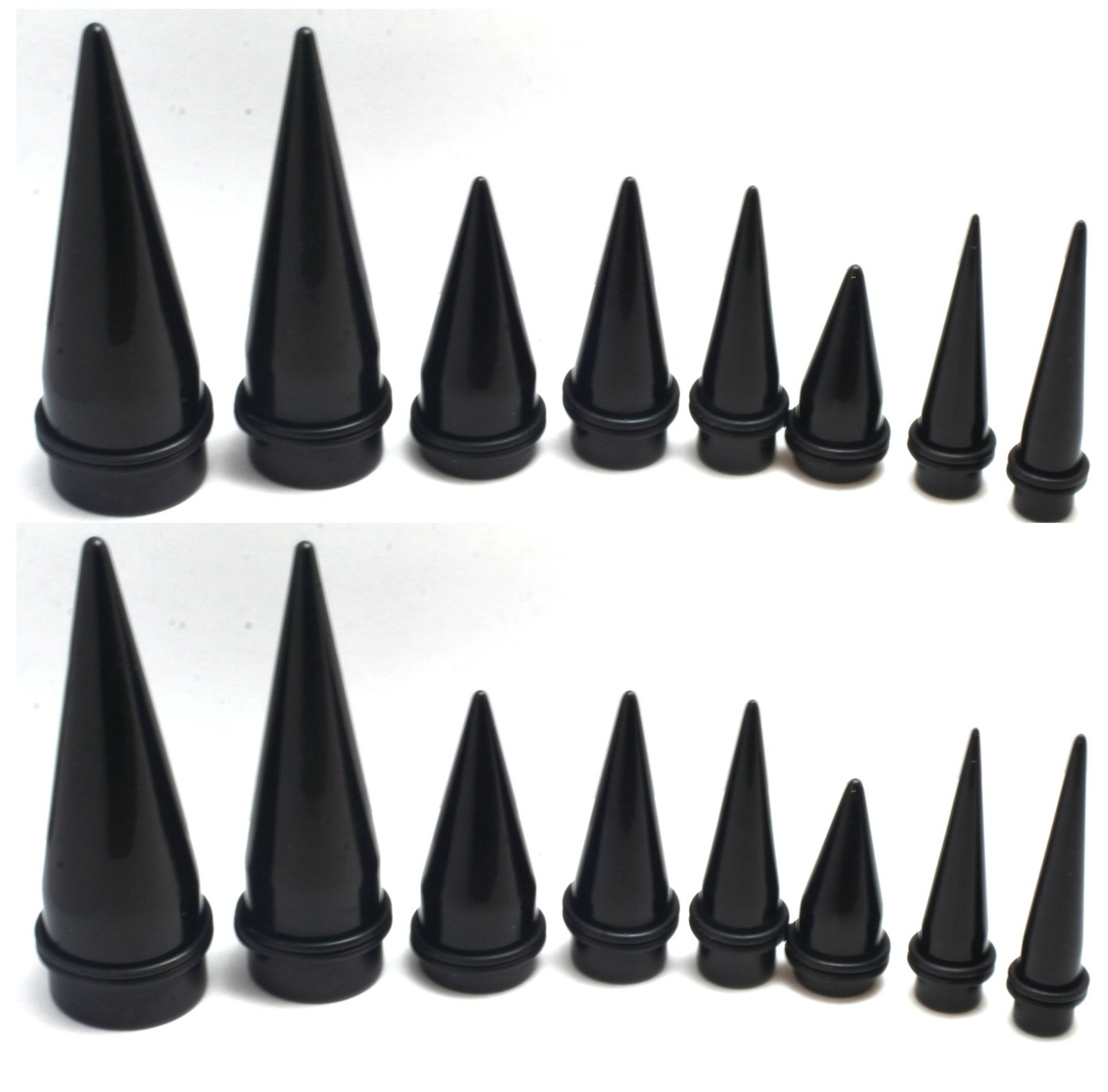 8 Pairs 00G 7/16 1/2 9/16 5/8 3/4 7/8 1″ Black TAPERS gauges ear stretching kit