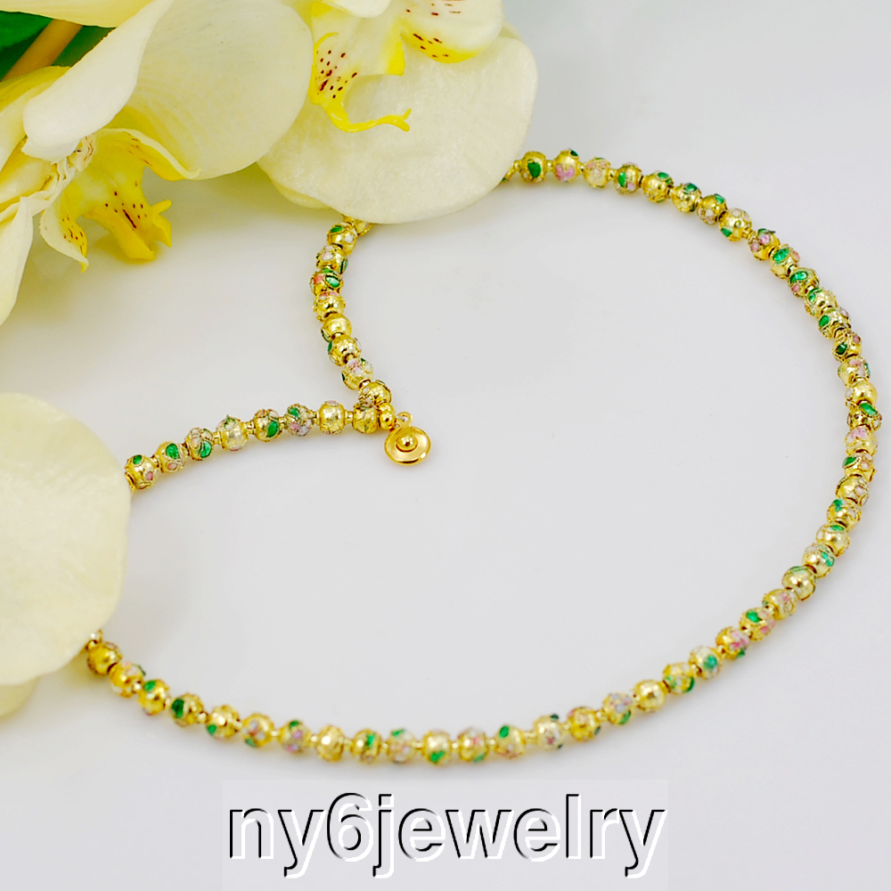 Ny6Designs Gold Cloisonne Ball Necklace 18″ for Gift ideas