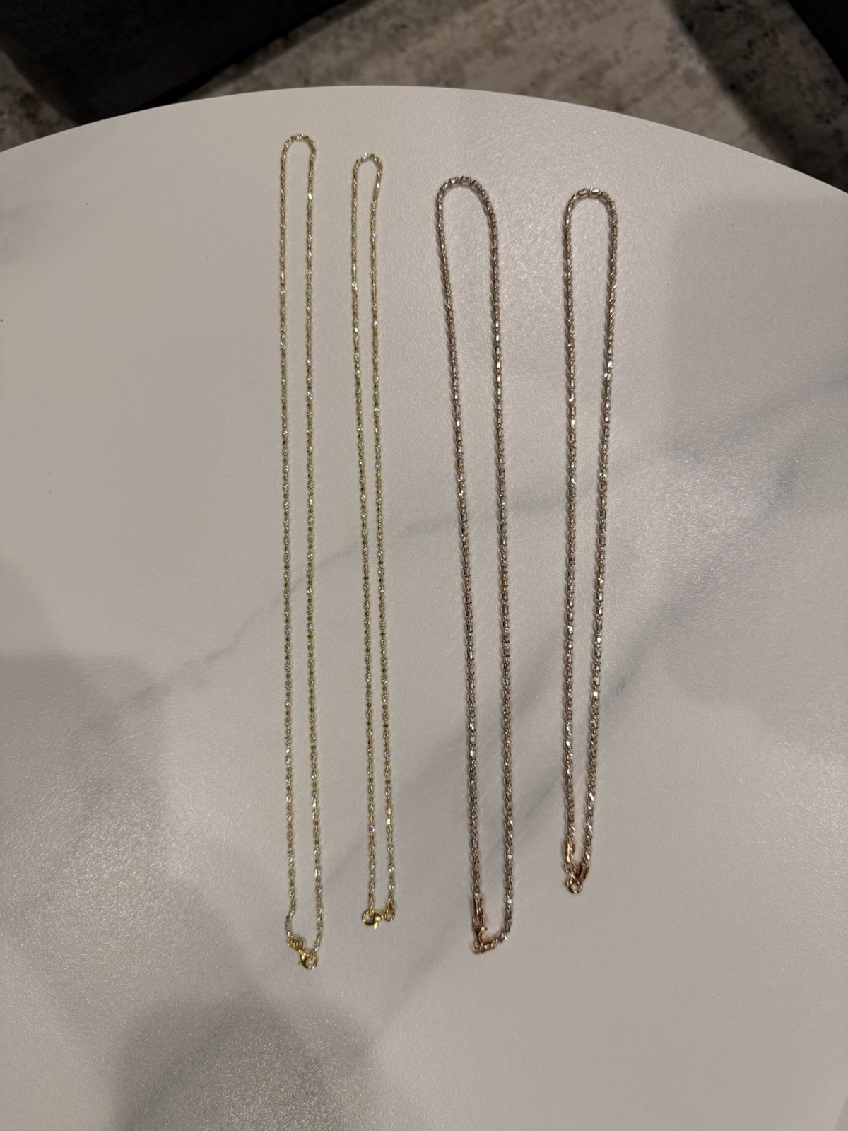 925 Made in Italy Silver – Yellow &Rose Gold Plated Lot Of 4 Chain Necklaces