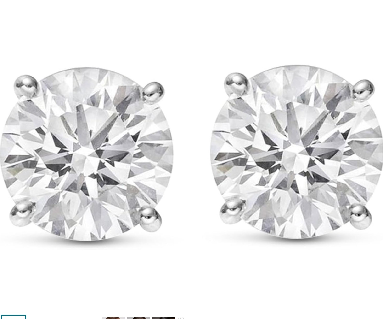 2.02 CTW Round Lab Created Diamond Earrings • 14K White Gold Lightweight Basket