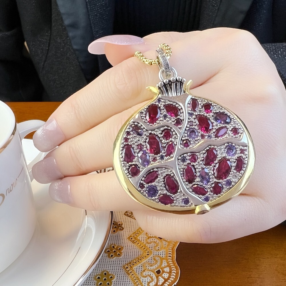 Pomegranate Fruit Hand Made Designer Pendant 925 Sterling Silver Collectable