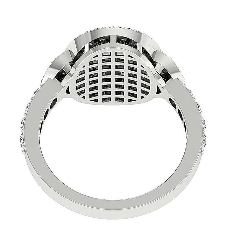 Right Hand Round Ring Natural Diamond SI1 G 1.50 Ct 14K White Gold 14.80 MM