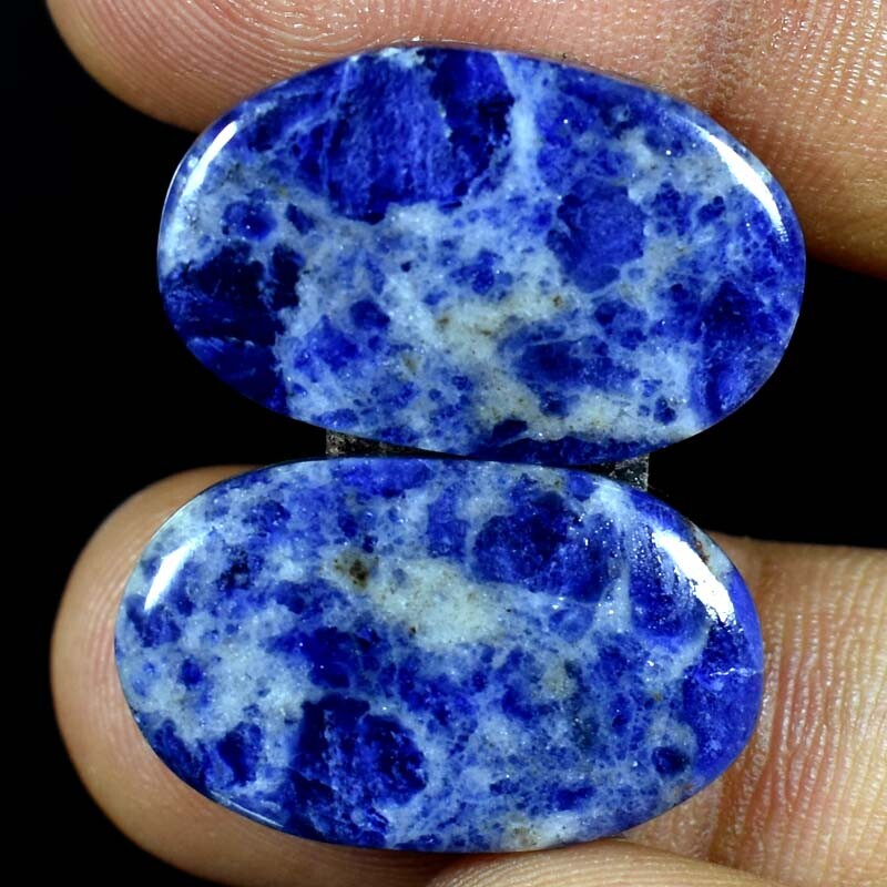 Earring Pair ! Multi Sodalite Oval Cabochon Super Gemstones 33.85Cts.