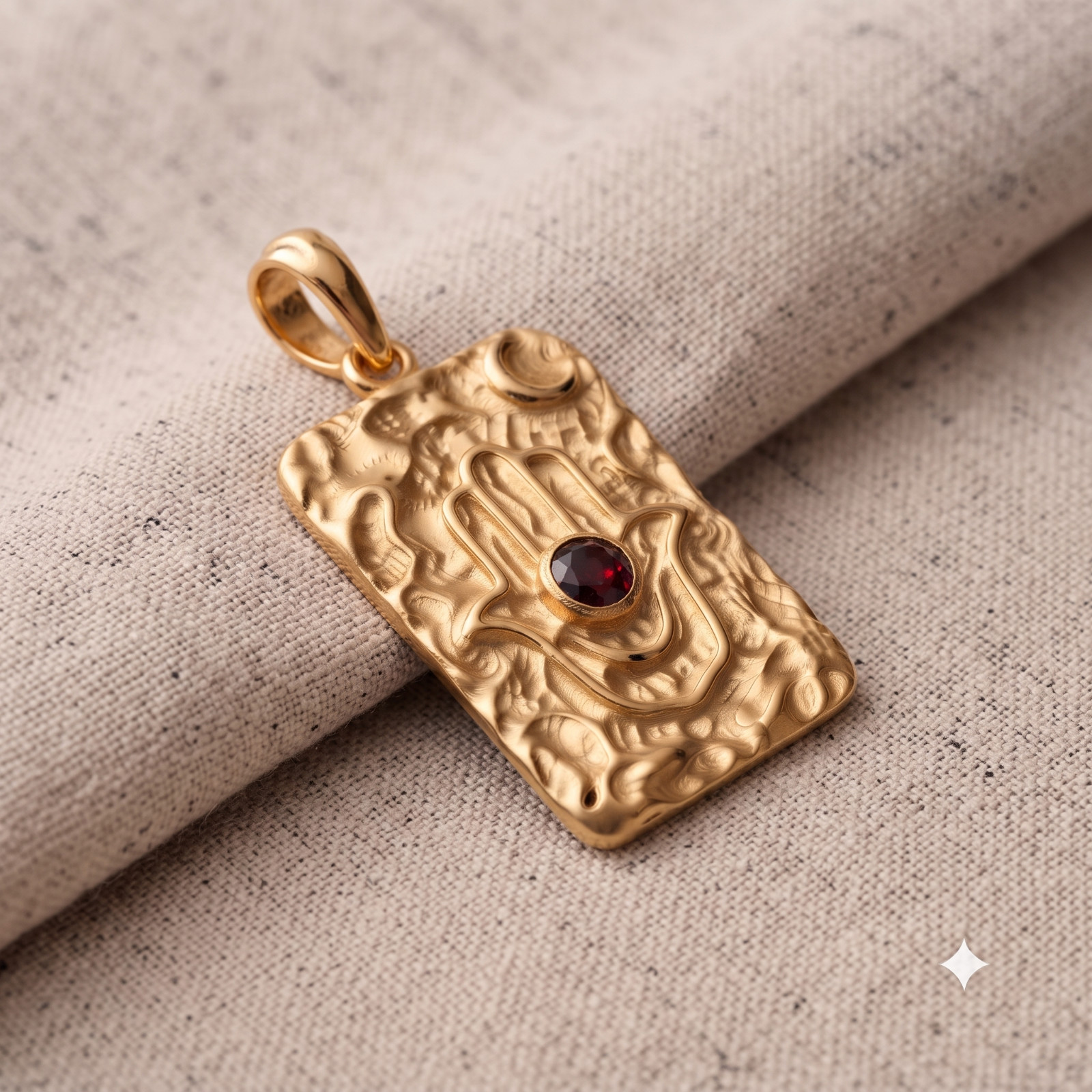 Gold Hamsa Hand Necklace, Sterling Silver Protective Talisman Pendant