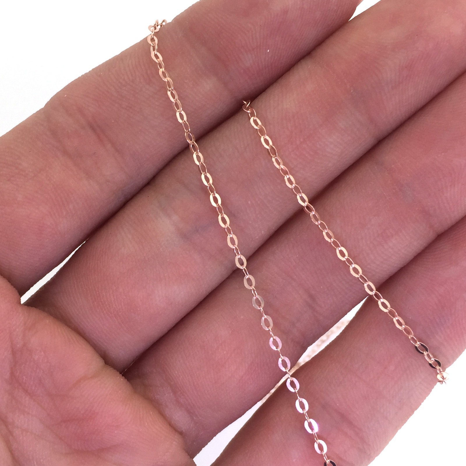 Rose Gold plated Sterling Silver Necklace Chain 2mm Flat Cable Link (All Sizes)