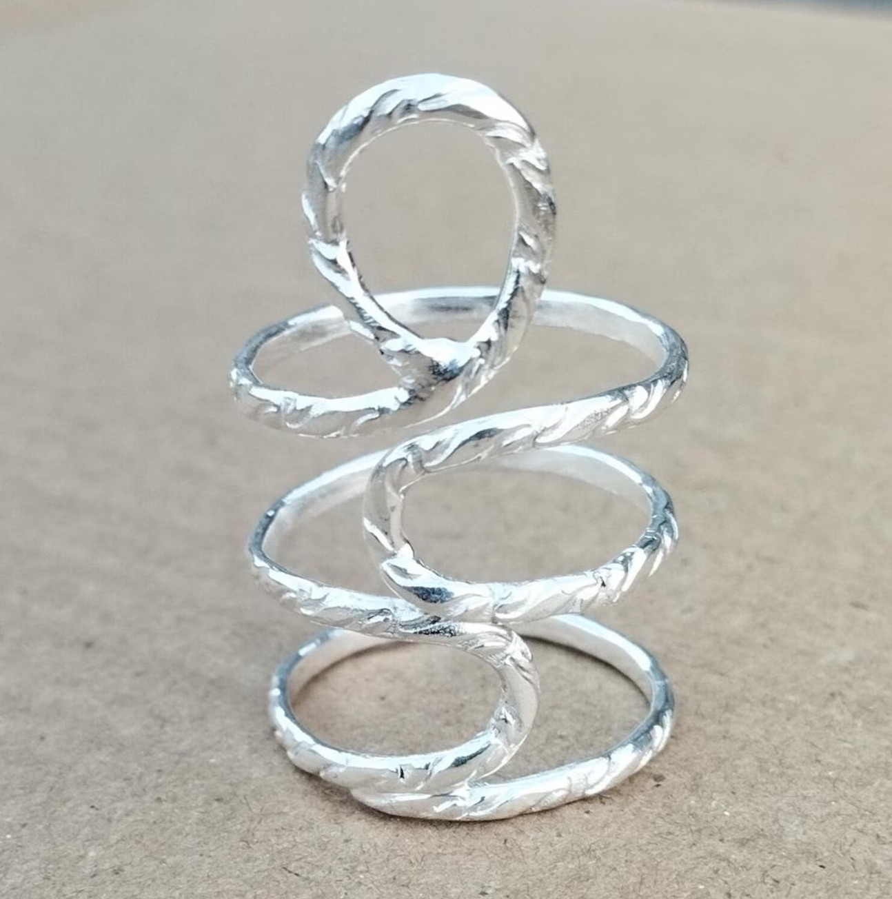 925 Sterling Silver, Solid Silver, Right Hand Ring, Unisex, Full Finger Ring