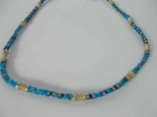 GAP Friendship Necklace BLK Turq rope String Silver layer Necklace NWT $17.95