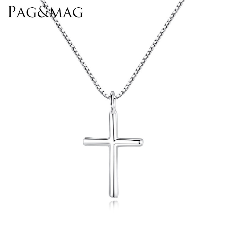 Small Plain & Simple Cross Pendant 18″ Necklace SOLID 925 Sterling Silver PE56