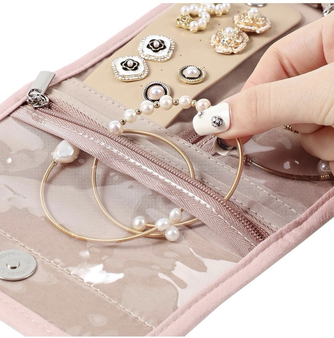 Travel Jewelry Case Organizer, Small Foldable Storage Roll for Earrings, Neck…