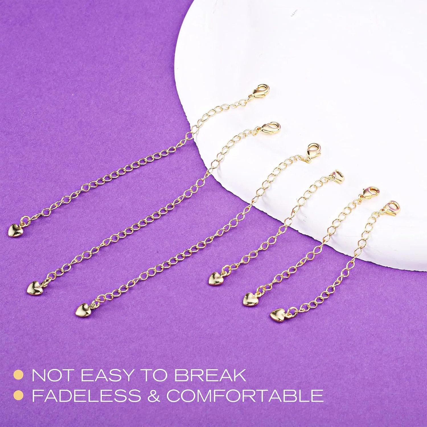 6 Pcs Gold Necklace Extenders for Women Non Tarnish Gold Bracelet Chain Extender