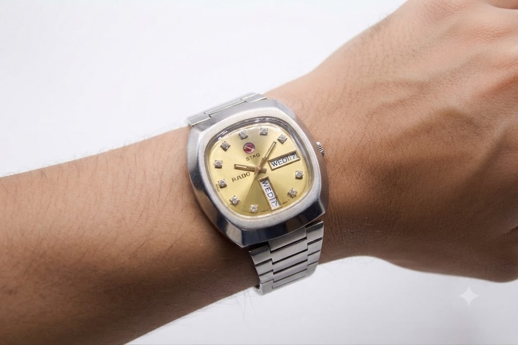 VTG Rado Stag Automatic Day-Date Men’s Watch 17 Jewels ETA 2879 Swiss Fully Work