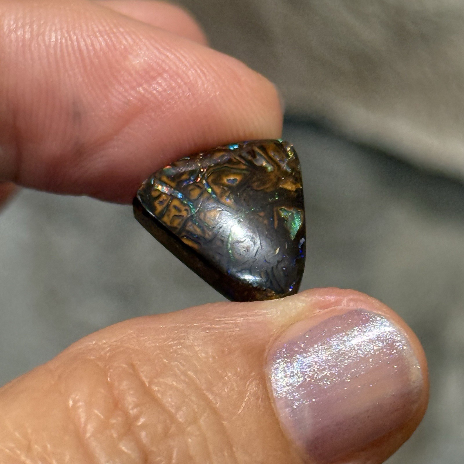 10.2ct 15.6×14.5×5.2mm Colorful Australian Koroit Boulder Opal Cabochon Gem