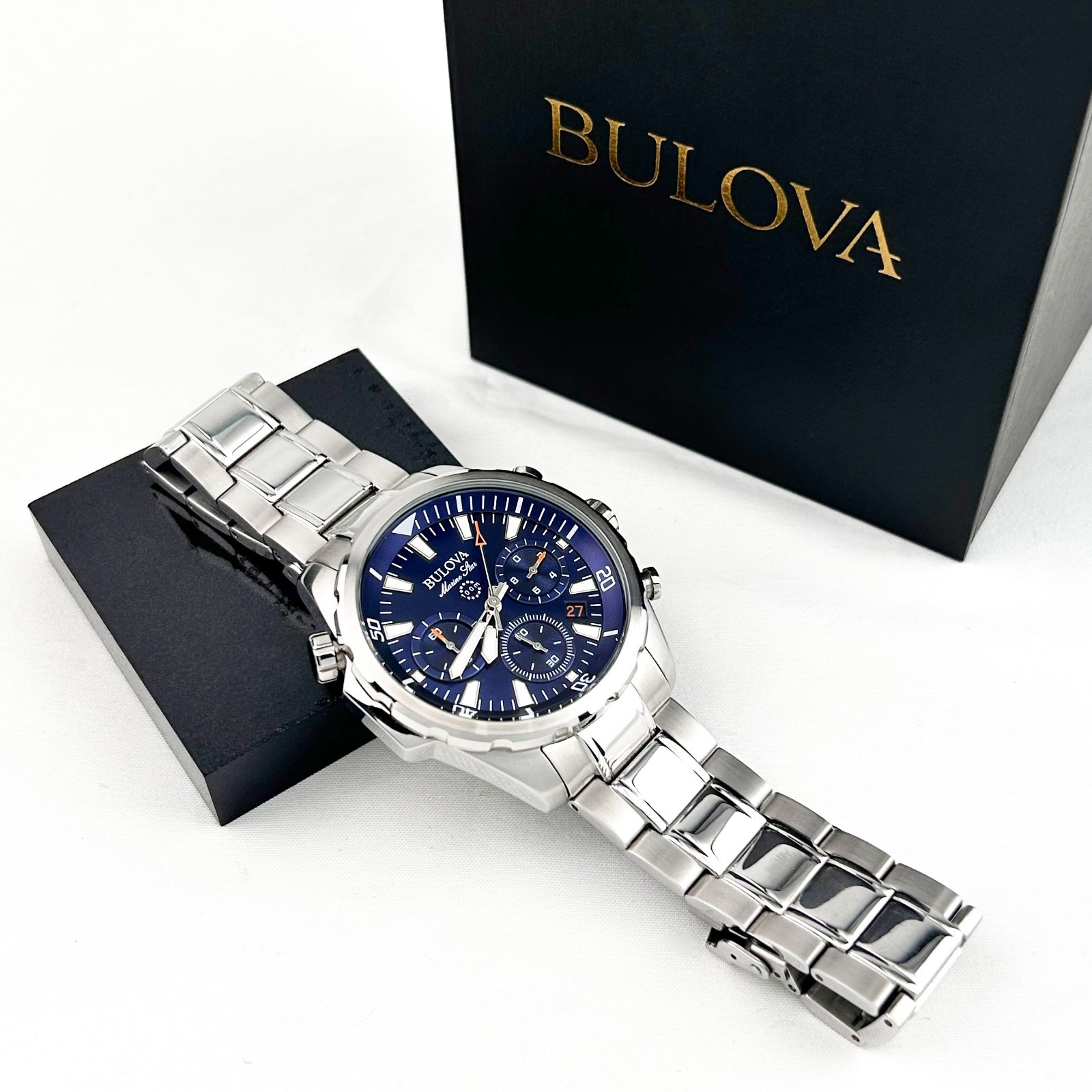 New Bulova Classic Blue Marine Star Stainless Steel 96B256 Men’s Watch (43MM)