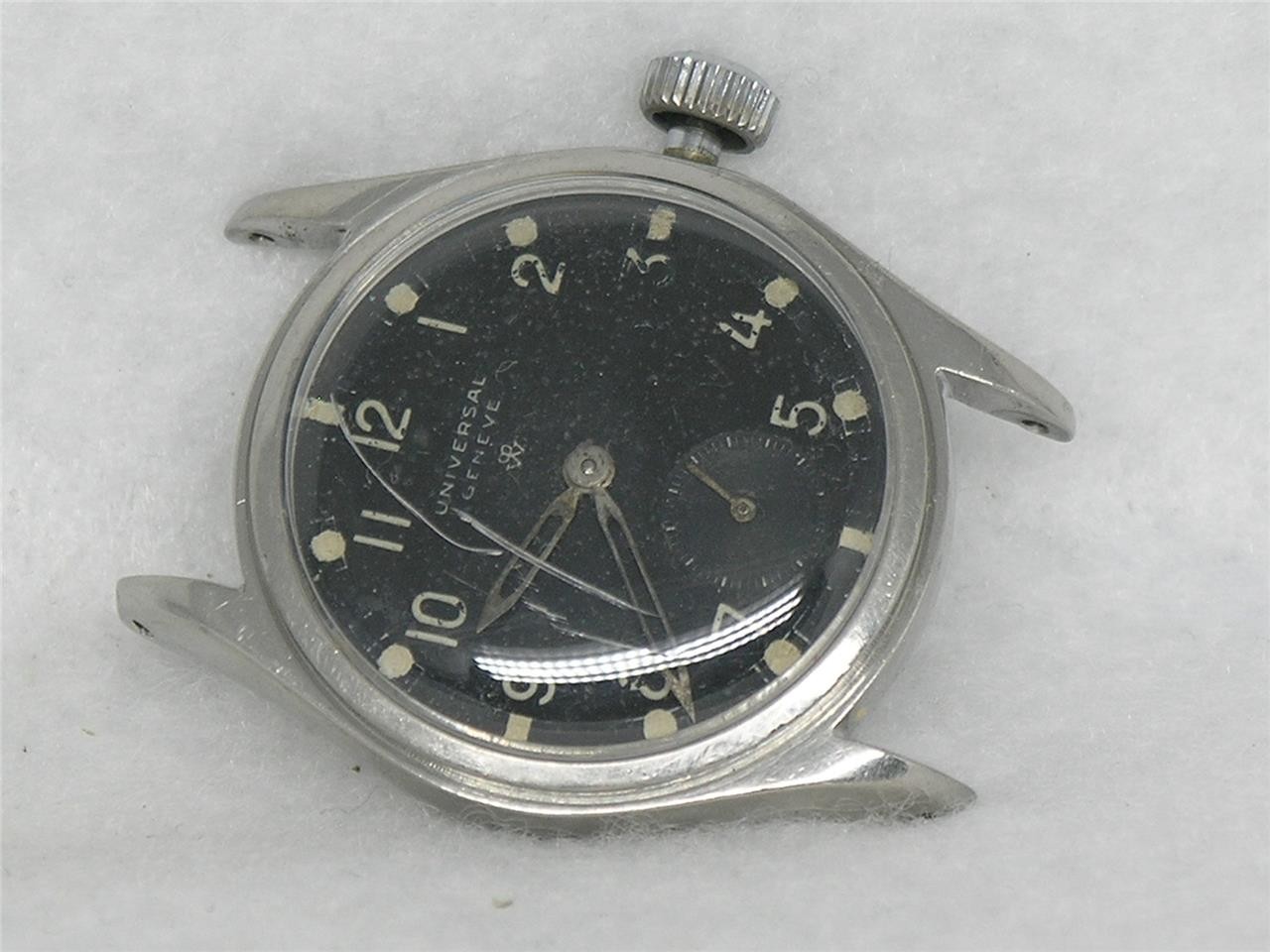 RARE 33MM UNIVERSAL GENEVE STAINLESS 212161 MILITARY WRIST WATCH CAL. 262 REPAIR