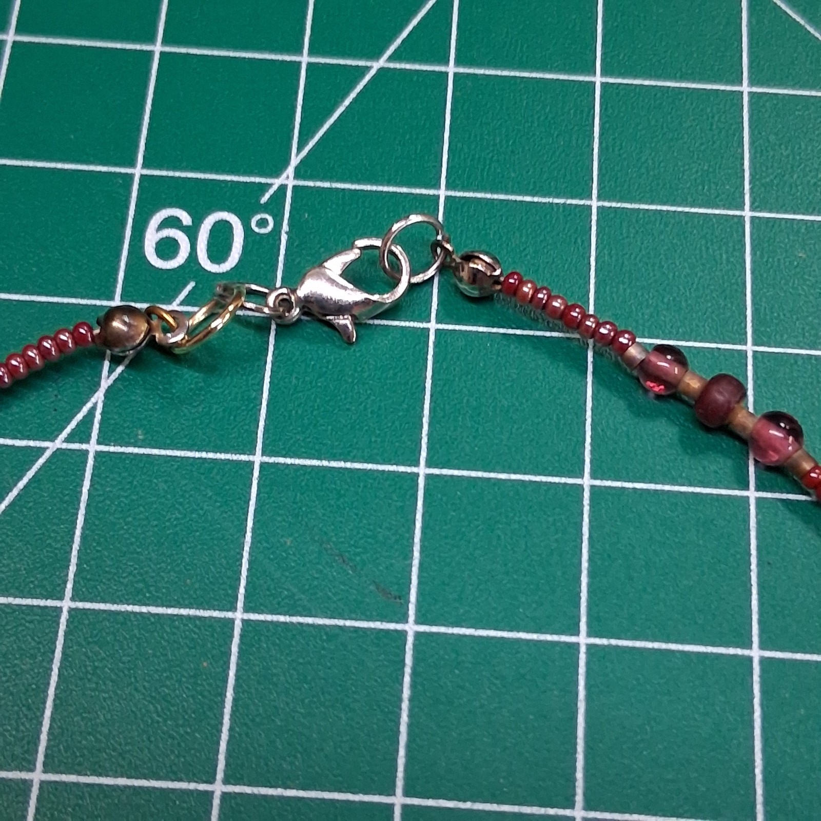 Vintage Transparent Maroon Channel Set Glass Bead 14” Collar Necklace