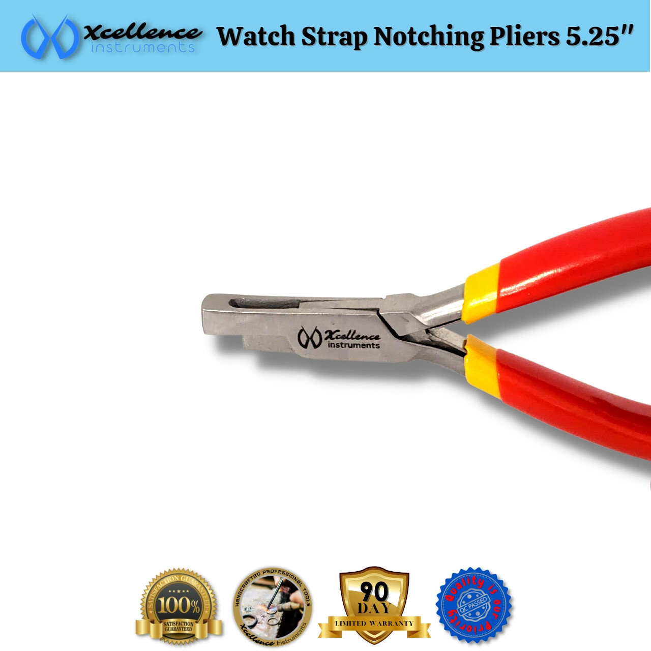 Xcellence Leather & Rubber Watch Strap Notching Pliers Repair Tools 5.25″ Red