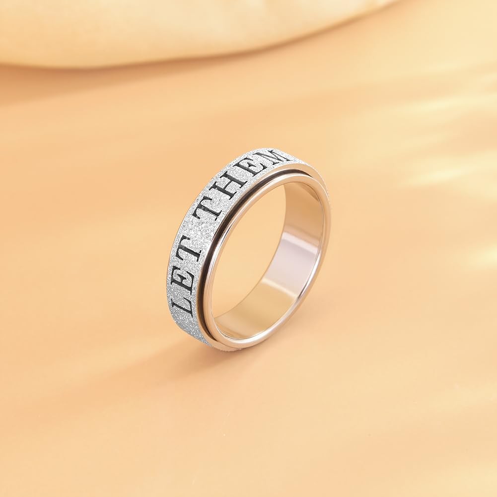 Adults Anxiety Ring for : Fidget Spinner Cute Let Them Symbol Thumb Ring Stai…