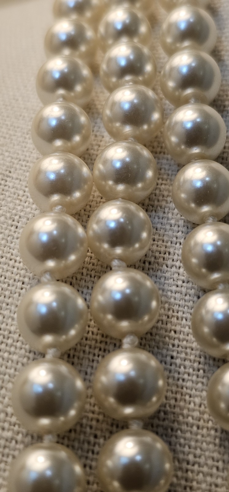 Vintage 8mm Glass Endless Pearl Necklace Hand Knotted Opera Length 60″ 1950-1959