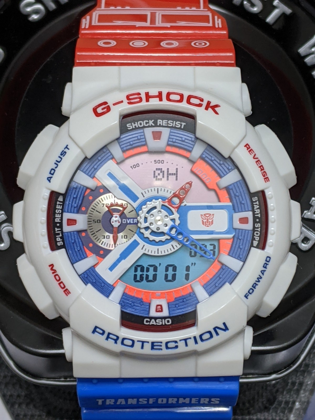 Casio G-Shock GA-110 Optimus Prime Transformers White Blue Red Complete Set