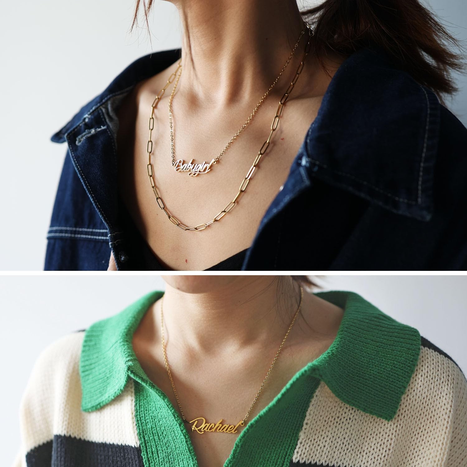 18k Gold Plated Liv Name Necklace Womens Nameplate Charm Necklaces Stainless Ste