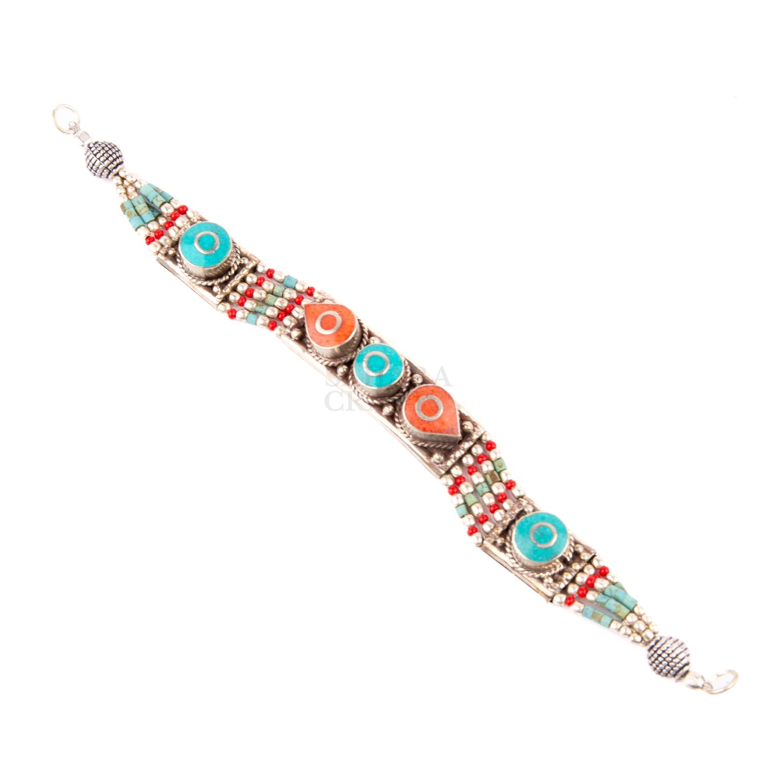 Tibetan Bracelet Red Coral Turquoise, Nepali Jewelry, Artisan Ethnic Bracelet