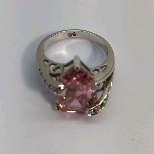 Premier Designs Jewelry Pink Ice Paradise Ring Sz 5¼ Silver Tone Chunky Look
