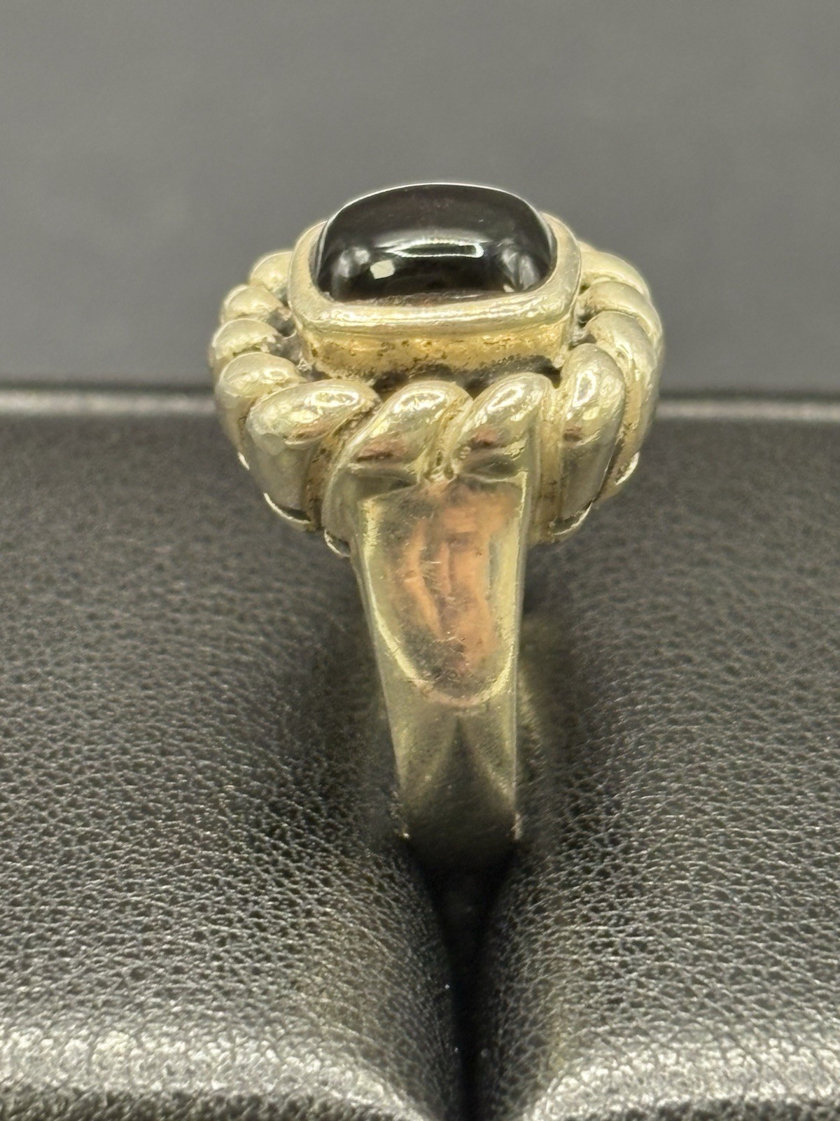 Vintage Sterling Silver Braided Onyx Ring Size 7.75 9 Grams E20