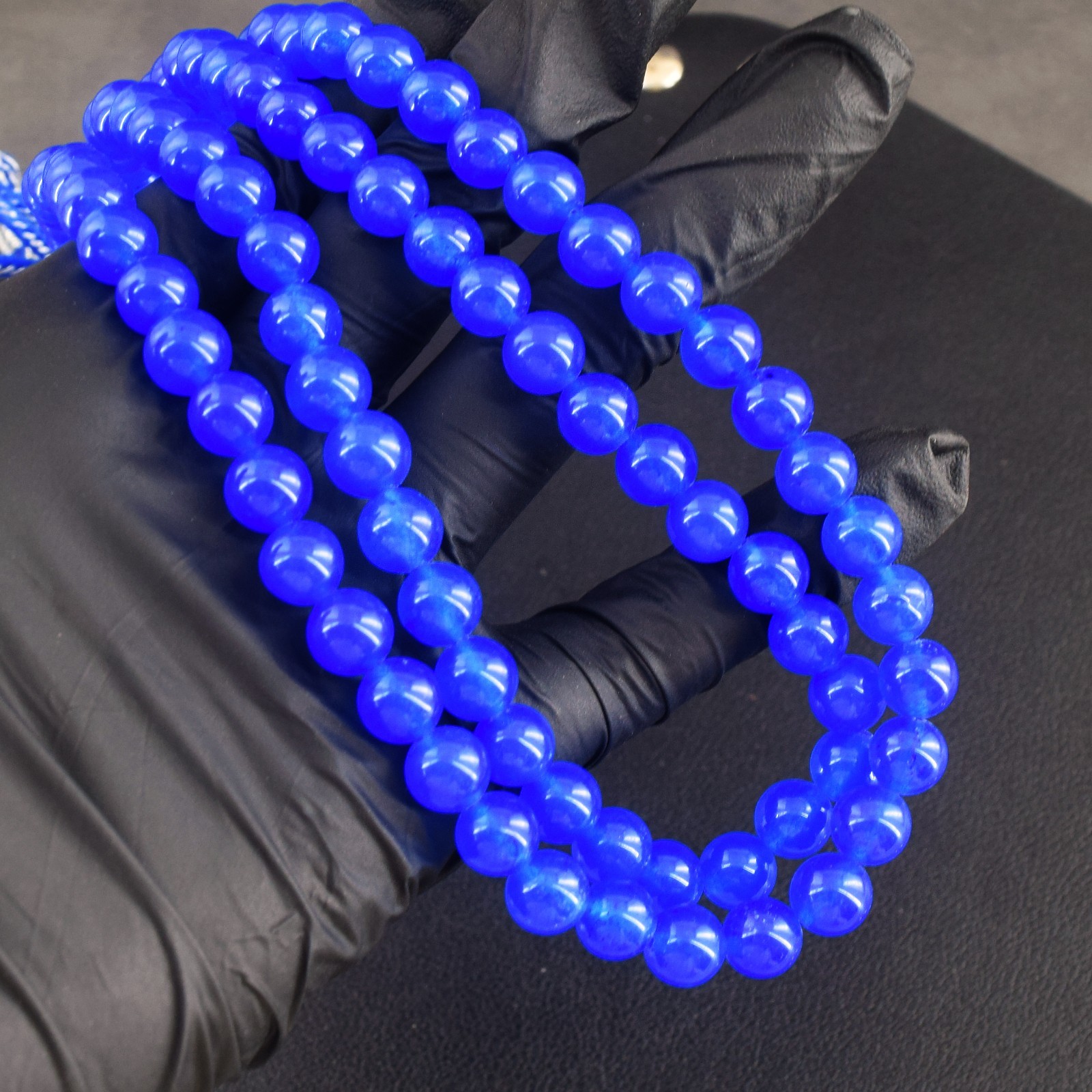 2 Strand Most Brilliant Blue Onyx 465.00 Cts Beaded Beautiful Necklace RK 26E826