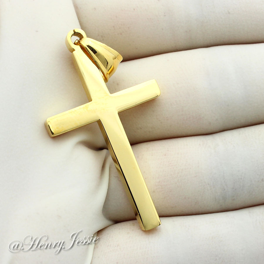 30″Stainless Steel 3mm Gold Plated Franco Box Necklace Plain Cross Pendant*G29