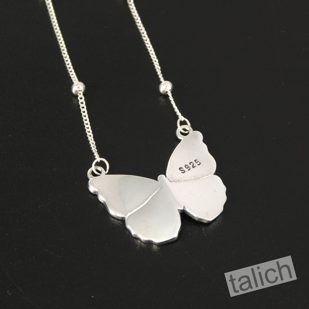 925 Sterling Silver Open Wing Butterfly Pendant Slender Chain Necklace Chic