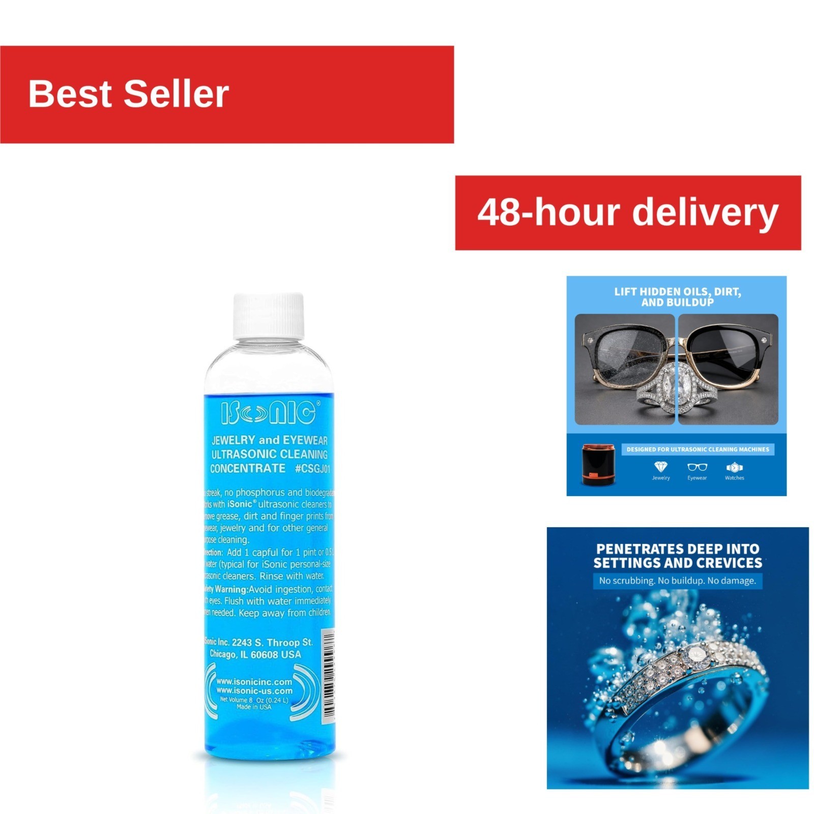 iSonic Ultrasonic Jewelry Cleaner Solution Concentrate – 8 oz