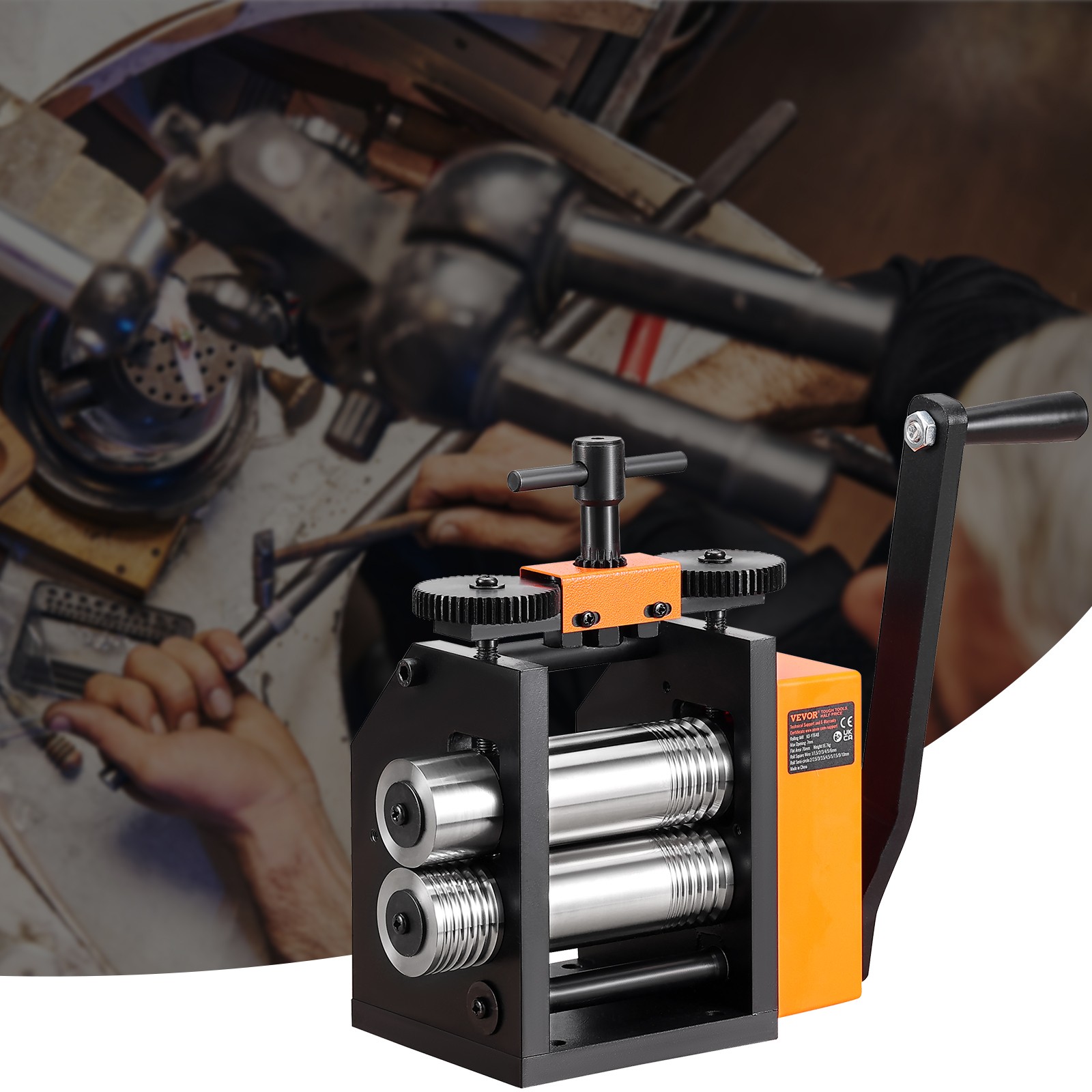 VEVOR Rolling Mill 2.95″/75 mm Jewelry Rolling Mill Machine 1: 2 Gear Ratio