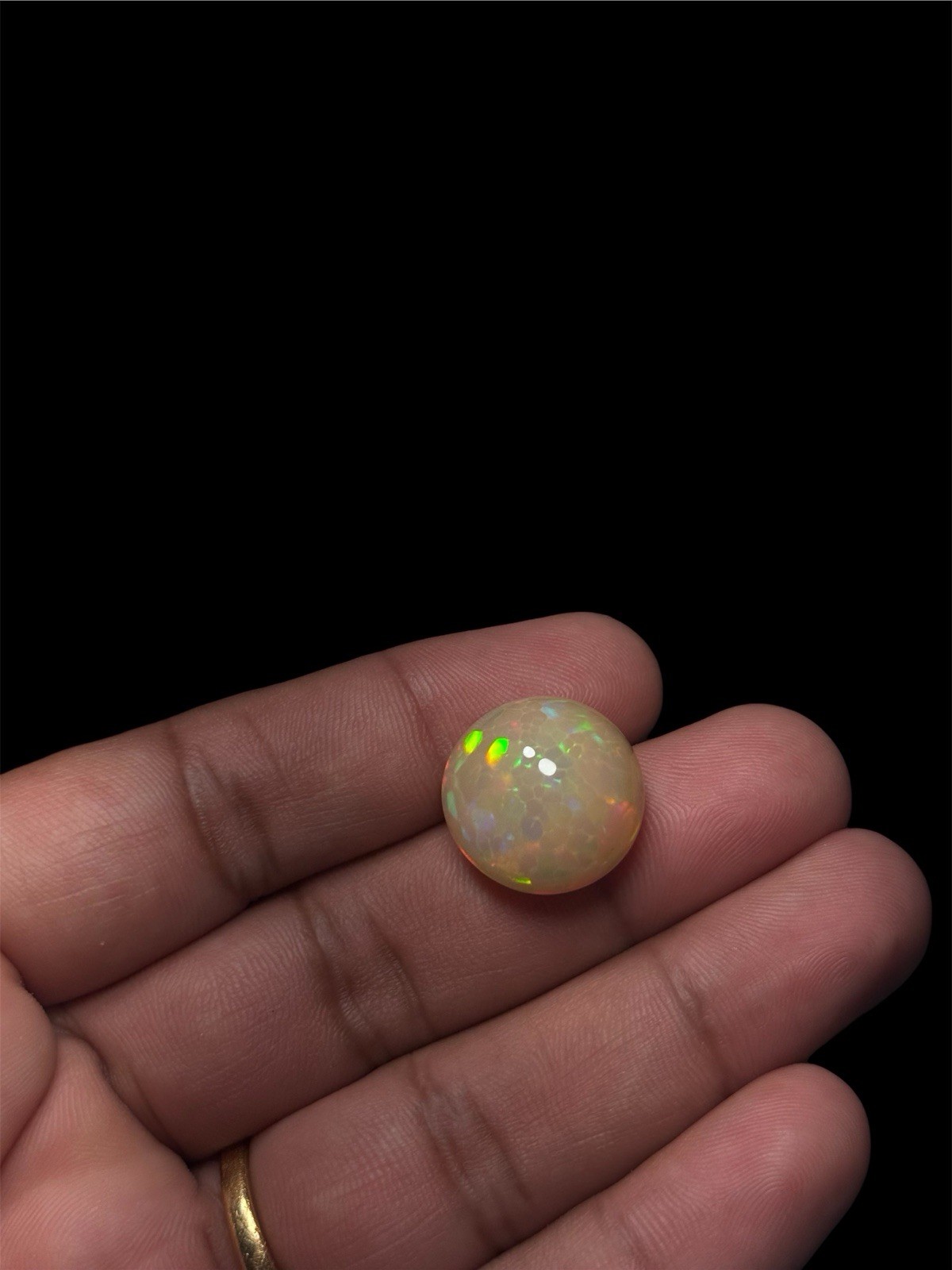 Natural Ethiopian Honeycomb Opal 21.80 Ct Round Cabochon Certified 19.35mm