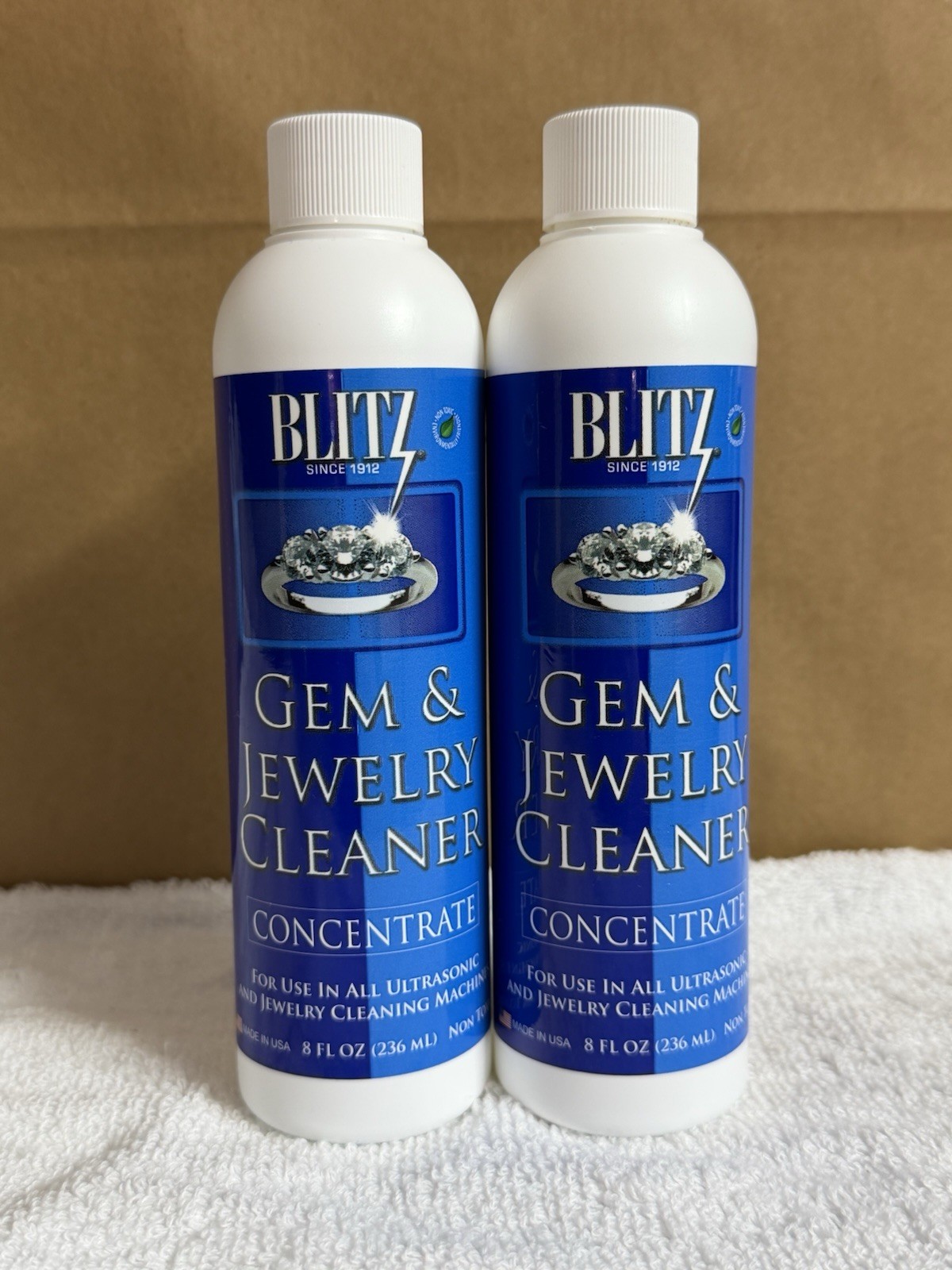 Blitz Gem & Jewelry Cleaner Concentrate 8 fl oz Non-Toxic for Gold 2 Pack