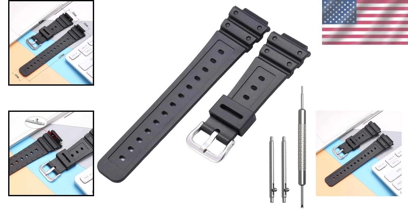 Men’s Black Resin Replacement Strap for Casio G-shock GA2100 GA2110 – Waterproof