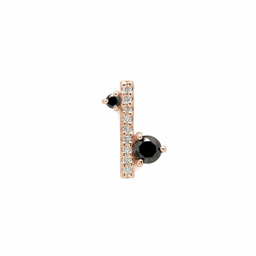 0.5ct Black Lab-Created Moissanite Vertical Bar Minimal Earring Rose Gold Plated