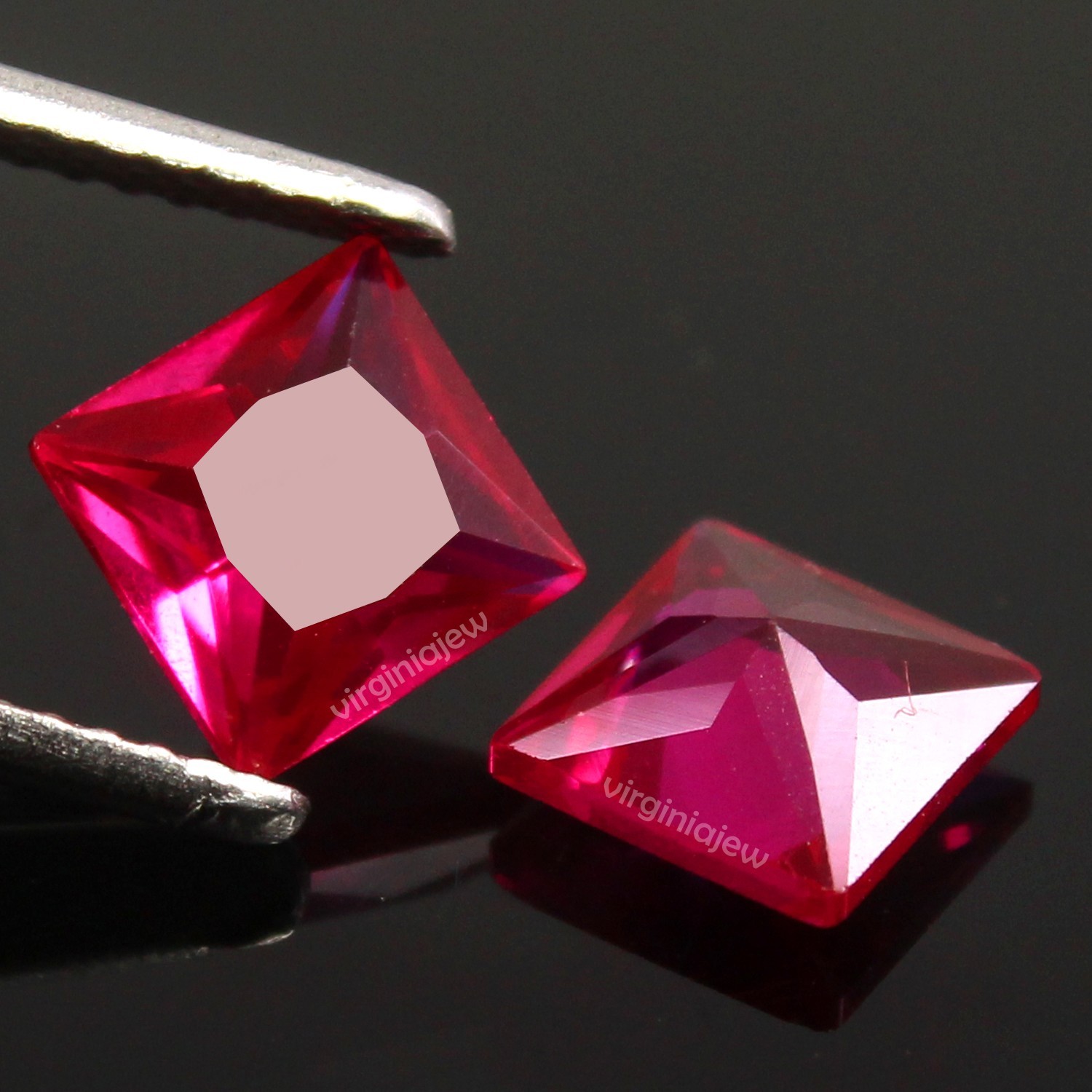 Certified Natural Mogok Pigeon Blood Red Ruby 11.00 MM Princess Pair Gemstone