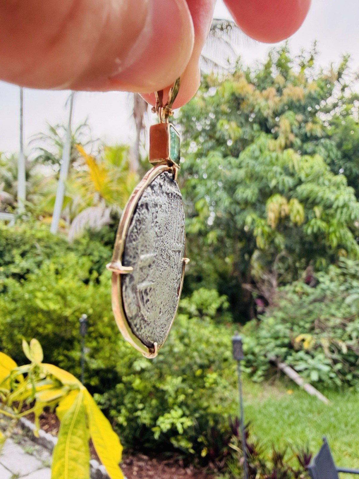 Authentic Atocha 8 Reales Pendant 14k Gold Bezel Emerald with COA Shipwreck Coin