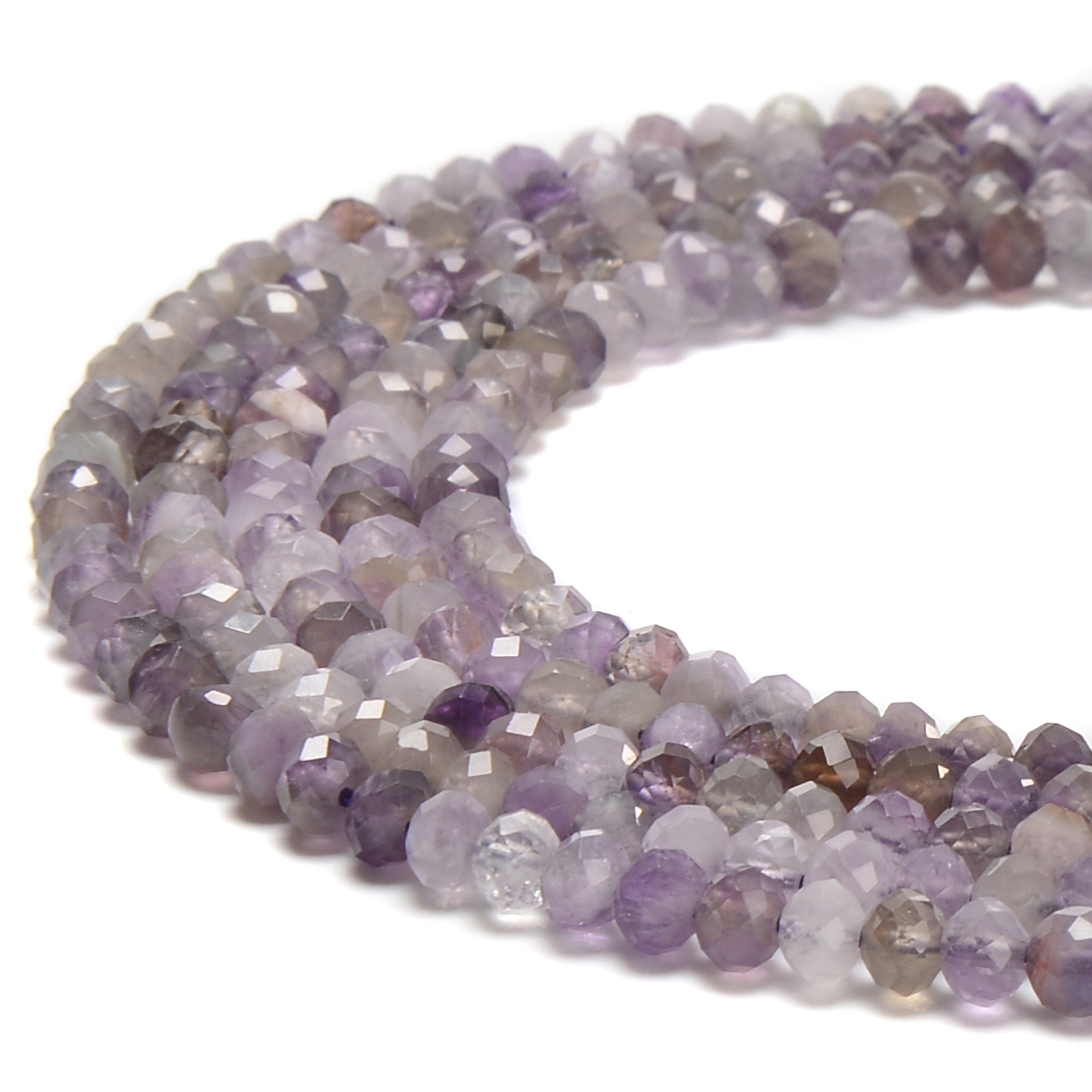 Natural Multi Color Amethyst Faceted Rondelle Beads 2x3mm 3x4mm 15.5” Strand