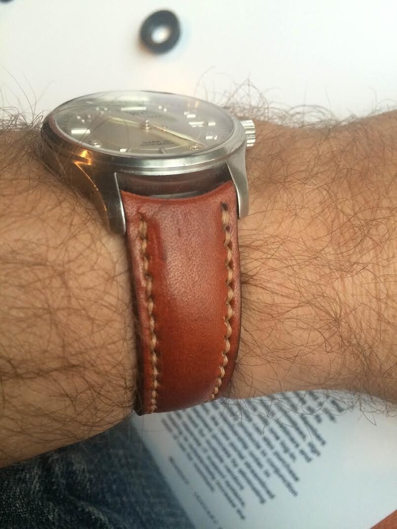 IWC Pilot Mark XV curved end leather strap watch band Made In Taiwan Cheergiant