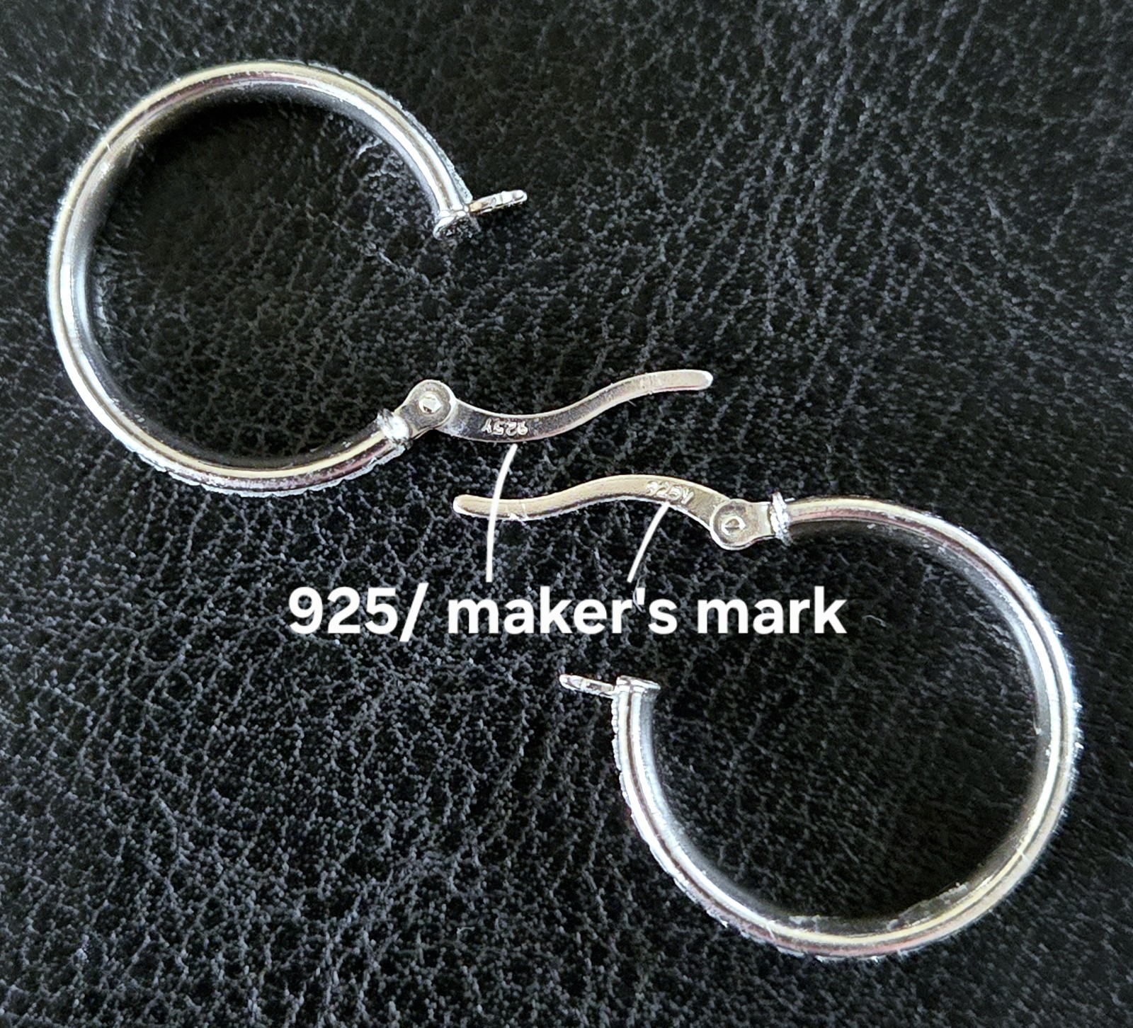 💎S/O JTV 925 STERLING 22mm DIAMOND DUST/ STARDUST GLITTER SPARKLE HOOP EARRINGS