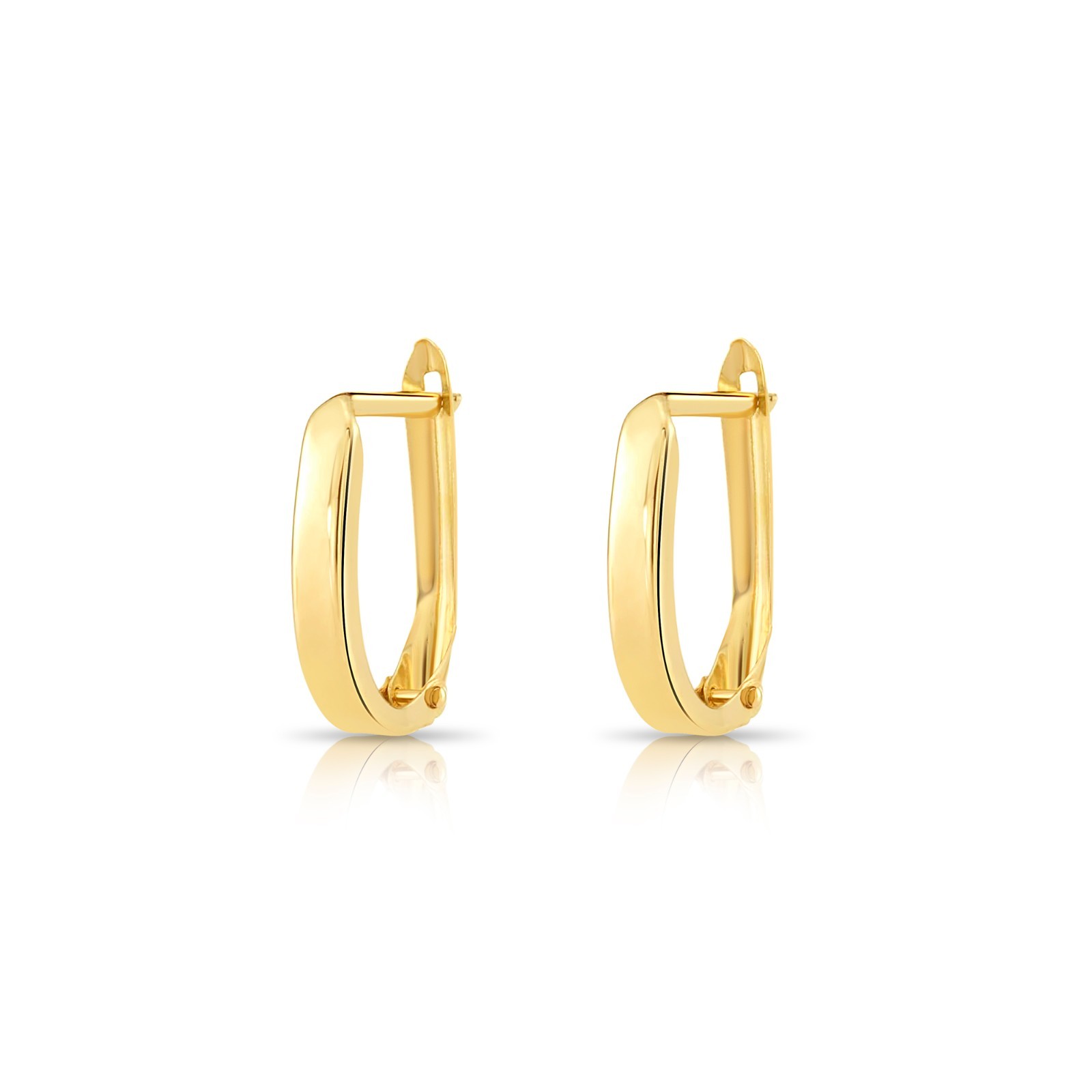 10K Real Solid Gold Shiny Mini U Oval Huggie Hoops Minimalist Dainty Earrings